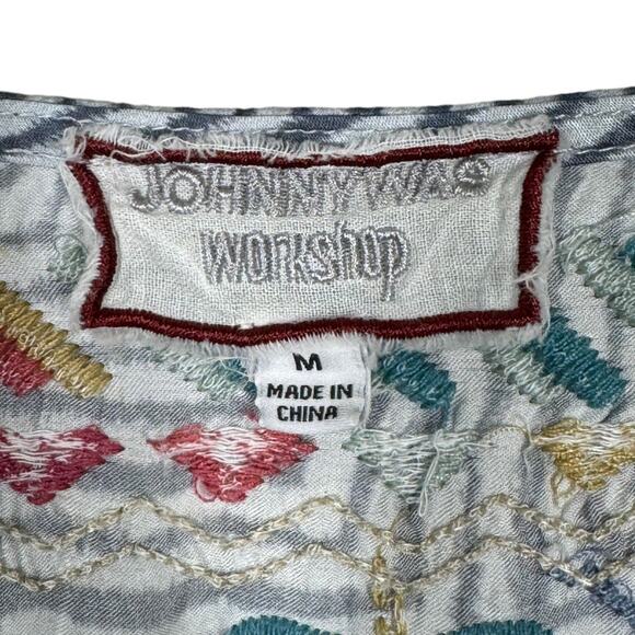 Johnny Was Taryn Flowy Tassel Blouse Medium Embroidered Floral Boho Peasant - Picture 7 of 8